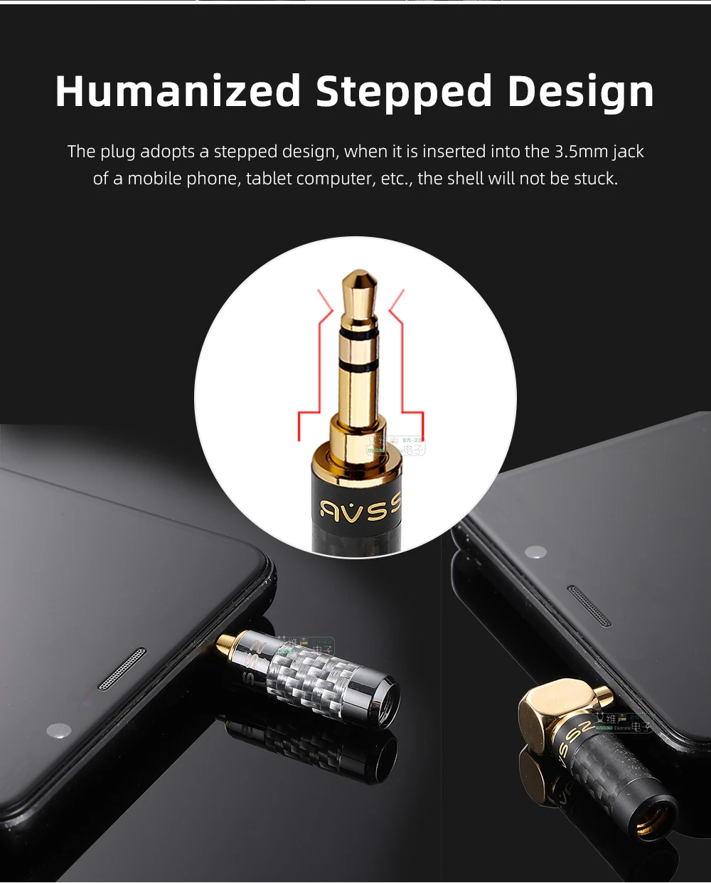 AVSSZ Carbon Fiber 3.5mm Jack Stereo Headphone Plug - Straight/Angle, 3/4/5 Poles, DIY Repair & Replacement (2.5mm, 4.4mm) Description Image.This Product Can Be Found With The Tag Names Computer Cables Connecting, Computer Peripherals, PC Hardware Cables Adapters, Straight angle plug