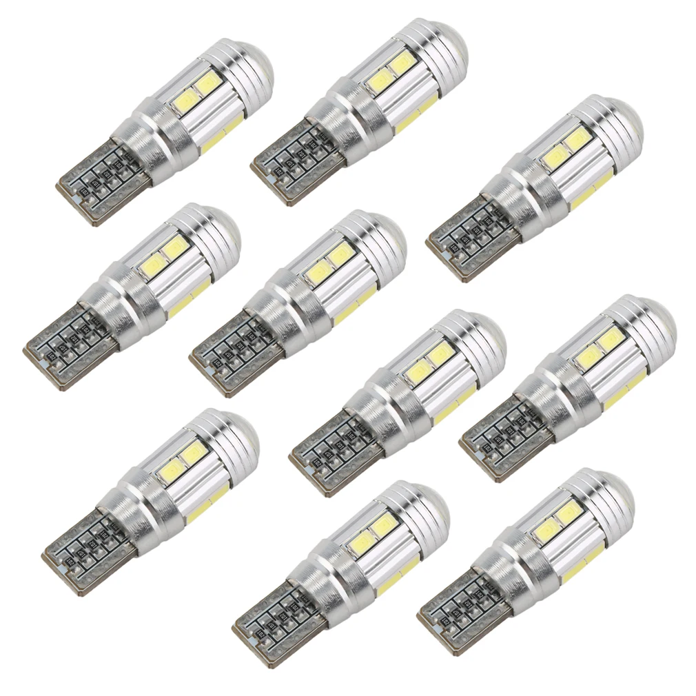 T10 W5W 168 501 Interior Xenon White LED CANBUS NO OBC ERROR 10 SMD with Lens Projector Aluminum Case bulbs