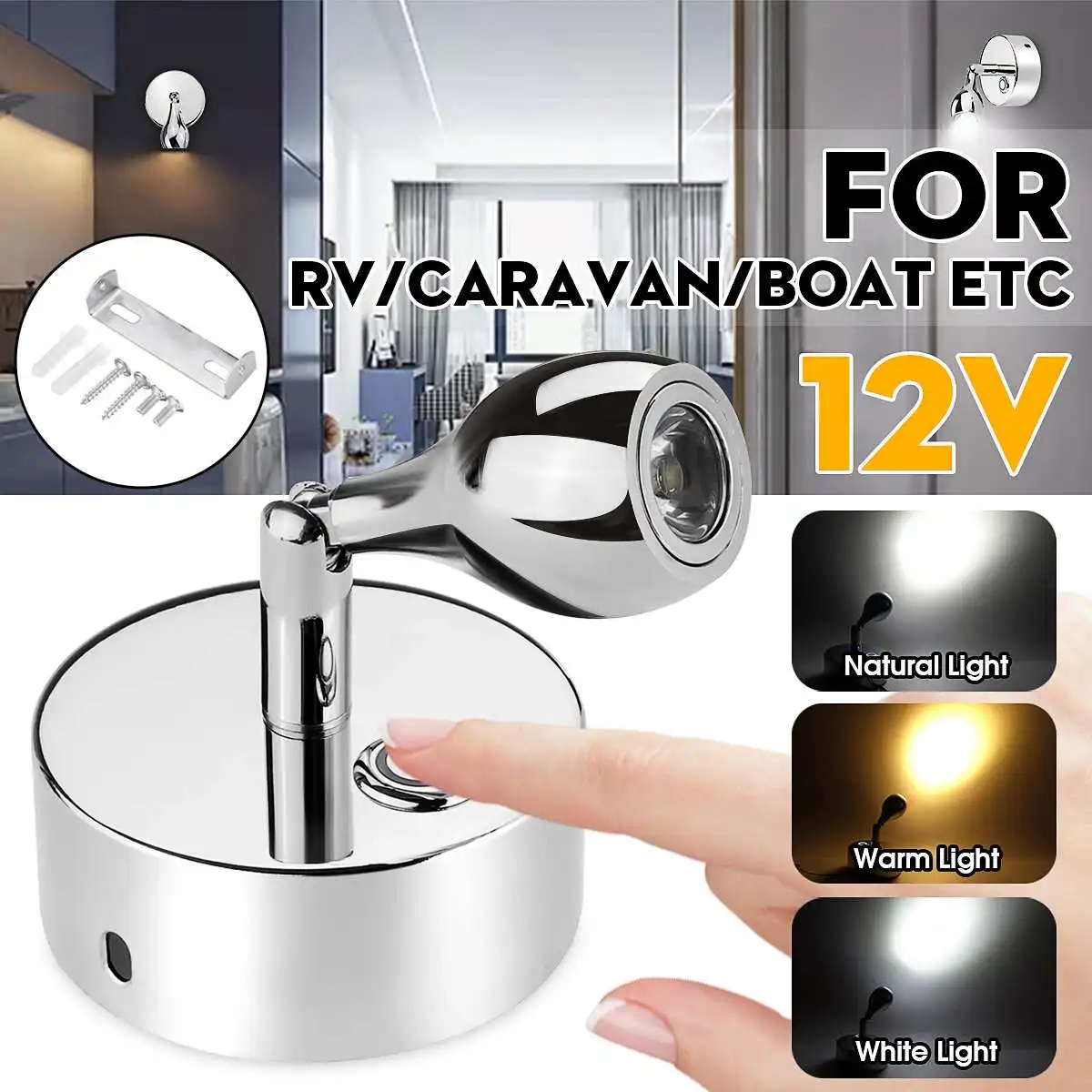 

LED Reading Spotlight Cabinet Downlights For RV Motorhome Caravan Boat Bedroom Living Room