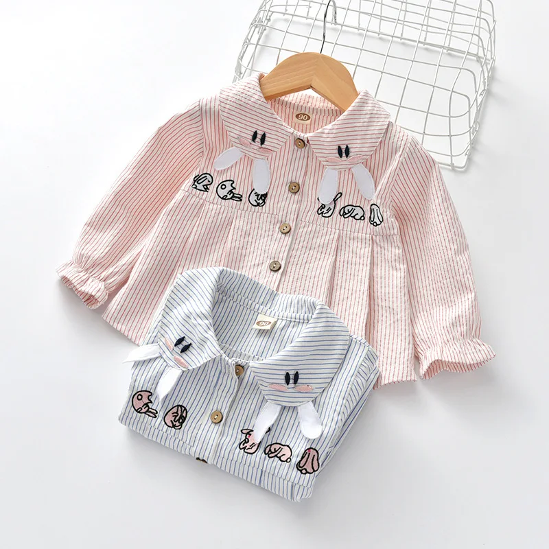 Рубашка для девочек коллекция года, осенняя одежда новая стильная рубашка для девочек в Корейском стиле с вышитым котом кардиган для малышей, поколение полных