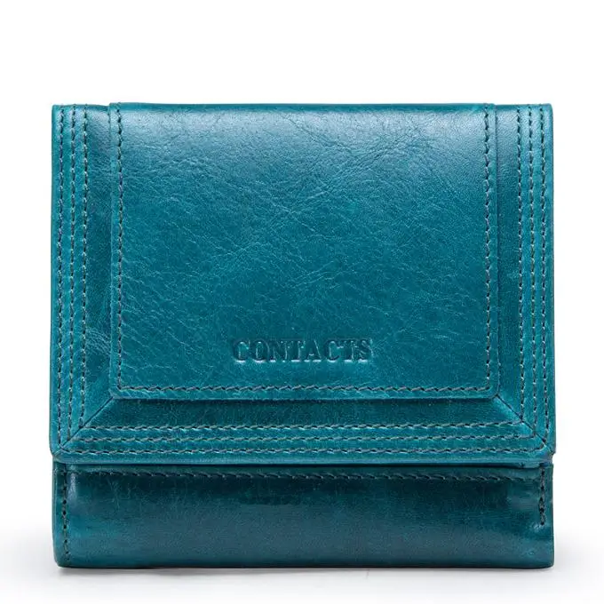 Women Wallets Short Coin Purse Genuine Leather Card Holder Female Money Bag High Quality Mini Walet Small A26 - Цвет: Синий
