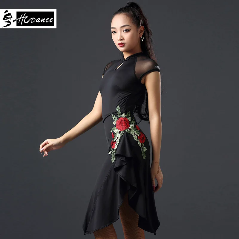 

Latin dance dress adult new dance practice clothes women suit sexy performance dress dress-A3176