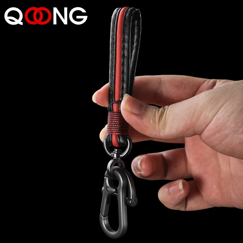 QOONG 2 PCS Fashion Key Chain for Men Women Luxury Leather Keychain Car Bag Keyring Removable Horseshoe Buckle Pendant Gift S68