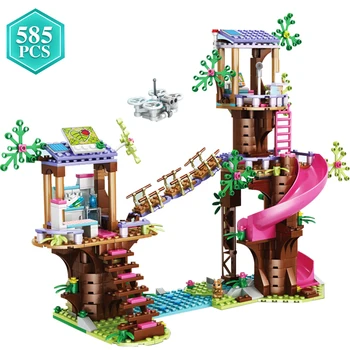 

Friends Jungle Rescue Base Slide Amusement Park Building Blocks with Action Figures Bricks Toys Girls Winter Holiday Gift