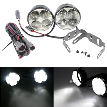 

2PCS 4 LED Car Round Fog Light Daytime Running Lamp DRL Driving Bulb White 12V