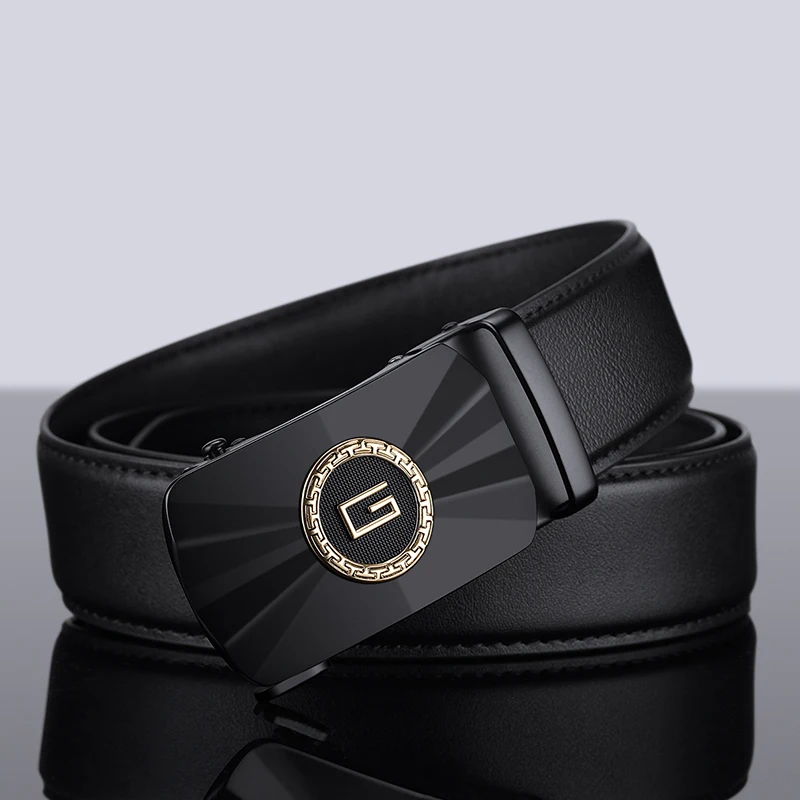 

2021 new leather men's belt high-end fashion business alloy automatic buckle leather belt simple casual all-match trouser belt