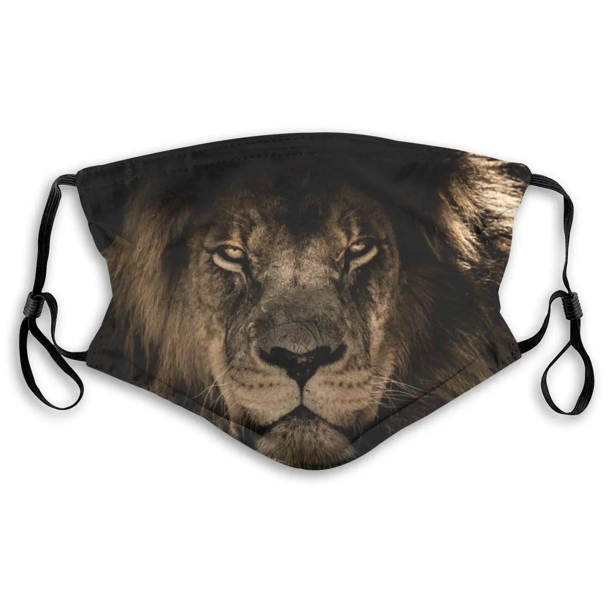 

African Lion Mane Close Eyes Washable Reusable Mask, Anti Dust Half Face Mouth Mask For Kids Teens Men Women With Adjustable Ear