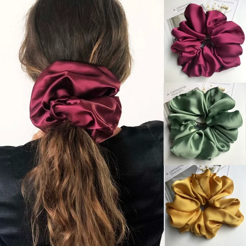 Luxurious Oversized Satin Scrunchies - Elegant Hair Accessories Collection