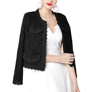 

Cardigan Woman Fashion Women Floral Lace Long Sleeve Front Open Slim Short Cardigan Suit Coat Female Floral Lace Suit Coat 2020