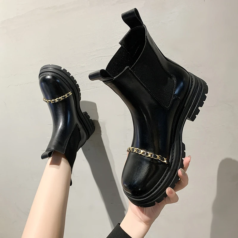 short Boots Women's Fall 2022 New Fashion All-match Sleeve Chelsea Boots Women's Thick-soled Non-slip Mid-tube Boots Women