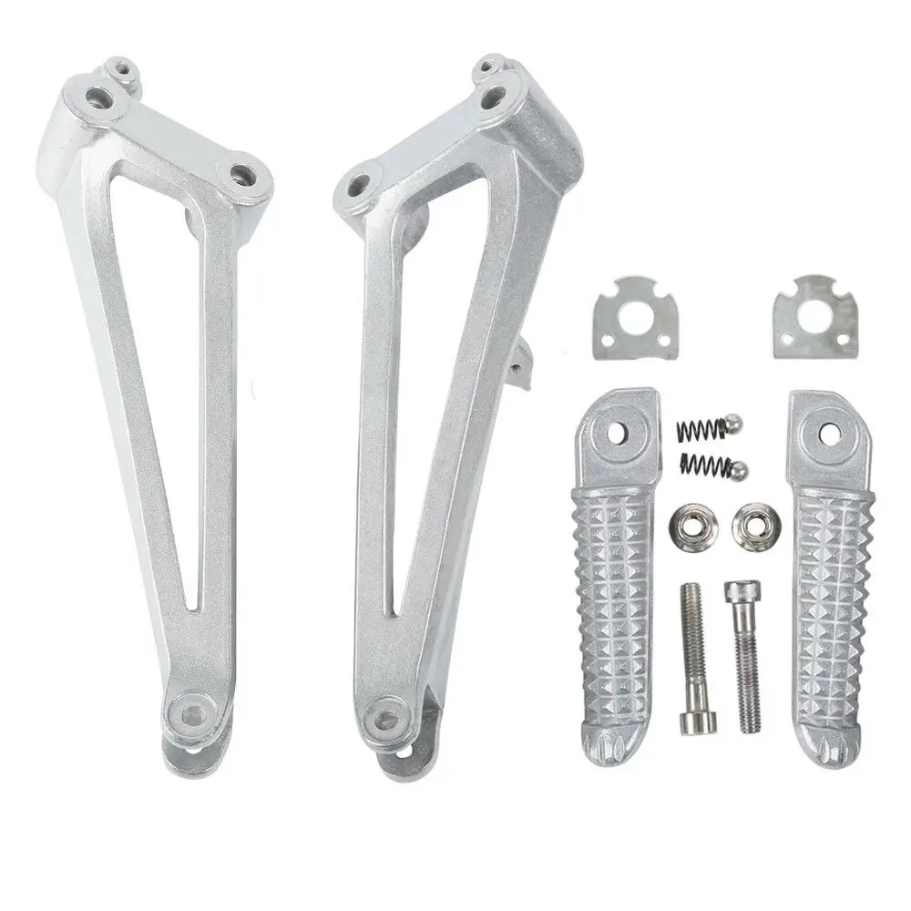 Rear Silver Аксессуары для мотоциклов, подножки для переднего мотоциклиста, педали, Задние подножки, кронштейны для YAMAHA YZF R1 2009 2010 2011 2012 2013 - Цвет: Rear Silver