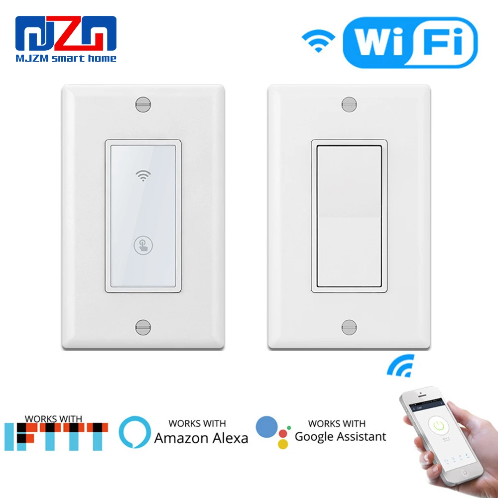 

Wifi Wall Push Button Smart Light Switch App Timer Home Remote Voice Control Intelligent Wireless US Standard For Google Alexa