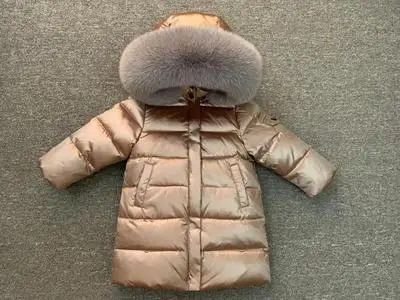 Kids Winter Duck Down Coats With Fur Collar Boys Girls Long Ski Jacket Children Snow Wear Parka Teeanagers Outerwear Thick Coats - Цвет: C