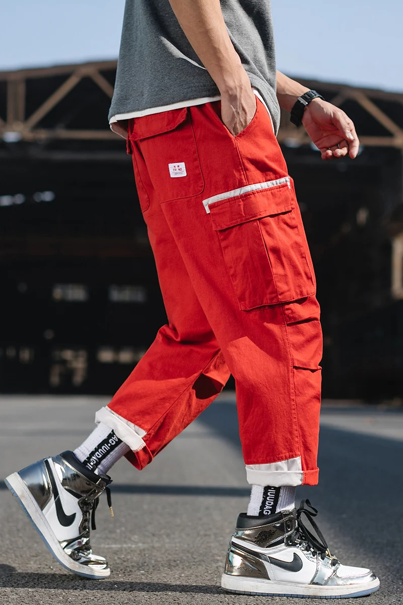 Spring Side Pocket Orange Cargo Harem 