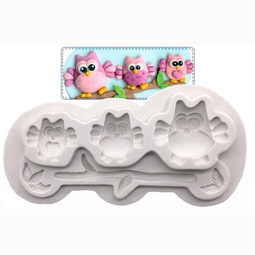 Сова и дерево силиконовые формы инструменты для украшения тортов из мастики конфеты форма для шоколадной мастики