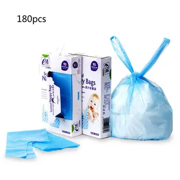 

Diaper Rubbish Bag Eco Disposal Nappy Bags With Tie Handles -2 x Packs of 90 (Total 180 Disposal Bags)