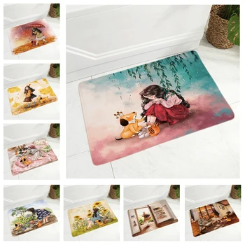 

Super Soft Flannel Fairy Tale World Carpet 40x60cm Non-Slip Decor Cute Cartoon Girl Doormat Floor Door Mat for Children Room