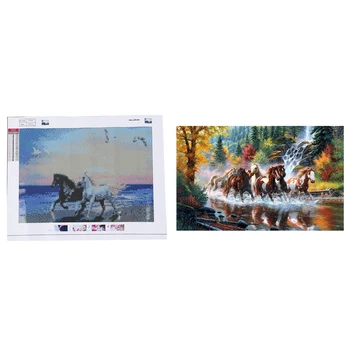 

5D DIY Diamond Painting Cross Stitch Crafts Home Decor(Horses) & 5D Diy Diamond Painting"Run The Horse"