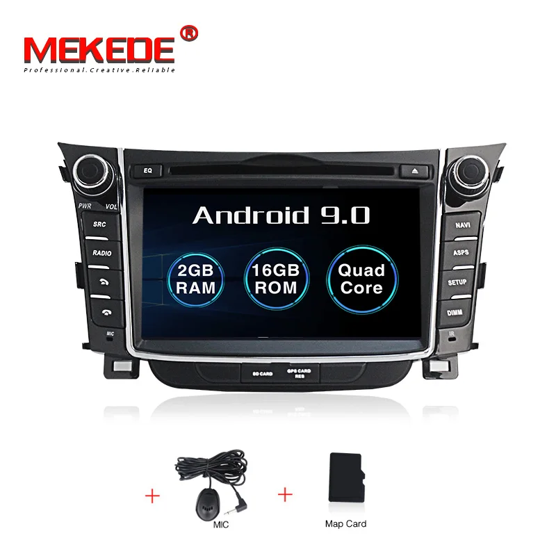 MEKEDE Android 9 автомобильный мультимедийный плеер головное устройство для hyundai I30 Elantra GT 2012 2013 магнитола - Цвет: 16G model