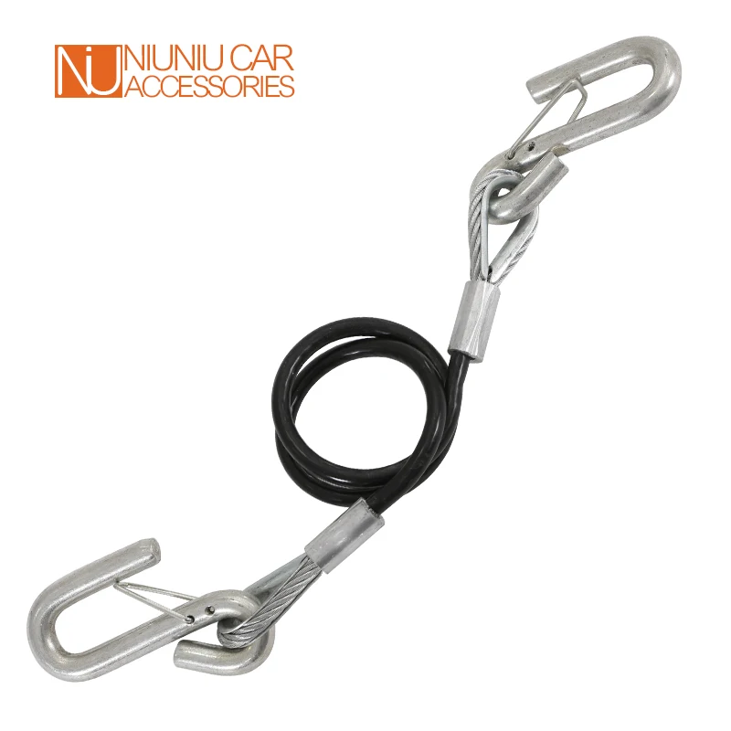 Trailer Safety Cables  Spring Chain Rope With Two S Hooks Capacity 3500LBS Stretch Length 70cm