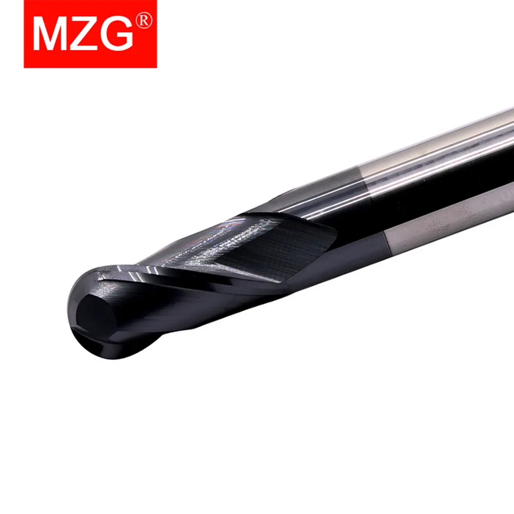 MZG-2 플루트 HRC45 볼 노즈 CNC 선반 가공 탄소강 밀링 공구 커터 구형 솔리드 카바이드 엔드밀, 1 피스