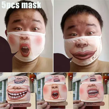

5PC Dust Mask Unisex Washable Funny Print Cotton mascarilla Breathable Mask Anti-ultraviolet Face Masks Protection Proof Masque