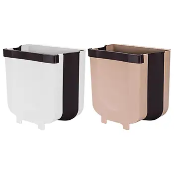 

Folding Waste Bins Kitchen Cabinet Door Hanging Bin Trash Can Wall Mounted Trashcan for Bathroom Toilet Waste Storage Bucket