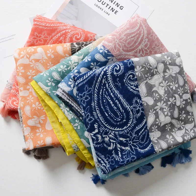 New Japanese literature and art small fresh scarf retro stitched Bohemia cashew printed silk scarf aesthetically beautiful towel
