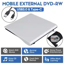 Usb 3.0/tipo-c gravador de gravador de dvd externo dvd rw unidade óptica cd/dvd rom player mac, s os windows xp/7/8/10