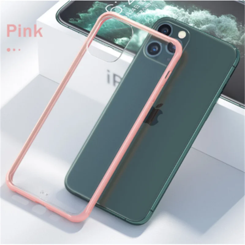 Матовый чехол для телефона для iPhone 6 6S 7 8 Plus X XS Max XR прозрачный для iPhone 11 Pro Max чехол для телефона прозрачный - Цвет: Pink