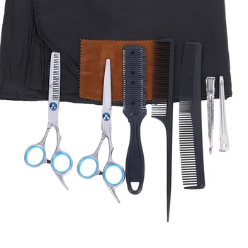 

9Pcs Professional Hairdressing Scissors Kit Hair Cutting Scissors Hair Scissors Tail Comb Hair Cape Hair Cutter Comb