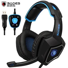SADES Spirit Wolf USB 7,1 игровая гарнитура с объемным звуком удобные проводные USB наушники светодиодный наушники для ноутбука
