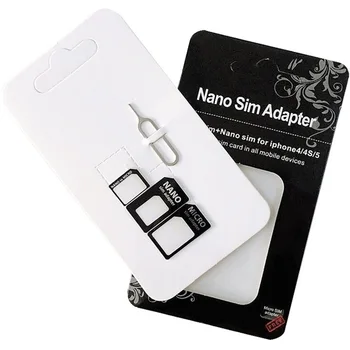 

Nano SIM Card Adapter 4 in 1 micro sim adapter with Eject Pin Key Retail Package for iPhone 5/5S/6/6S/ for Samsung