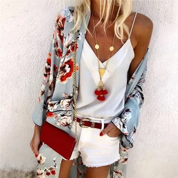 

2020 Tshirt Women Fashion Boho Floral Printed Sunscreen Long Sleeve Loose Cardigan Camiseta Tops Women Harajuku T Shirt F29