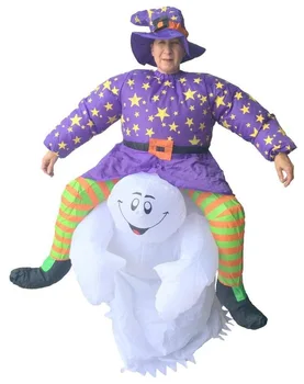 

Halloween Cosplay Costumes Scary Purple Wizard Ride Ghost Inflatable Costume Women Party Role Play Disfraz Unisex Fancy Dress