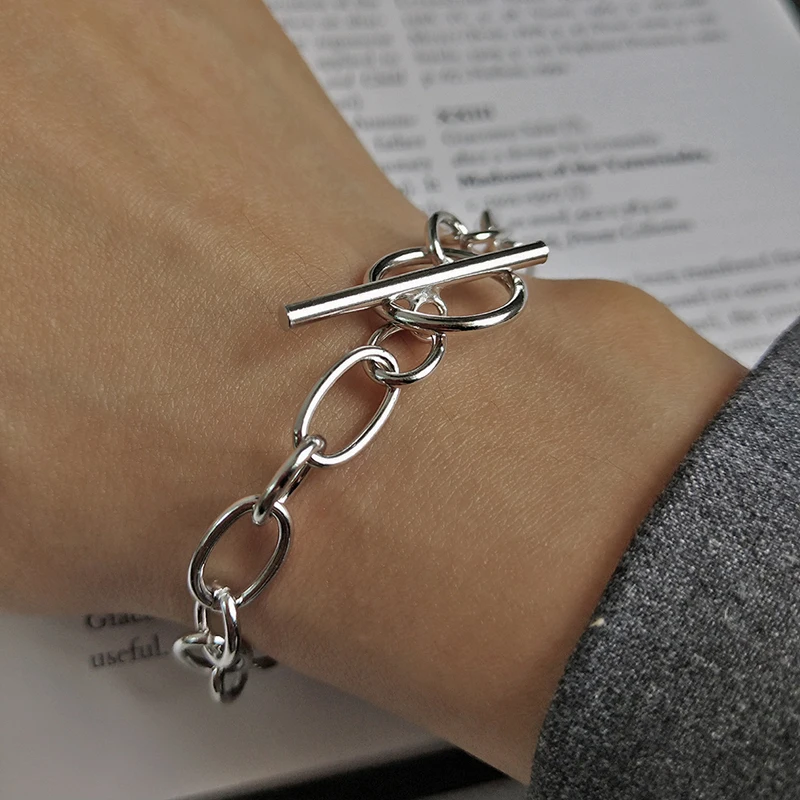 Peri'sbox, застежка, Большие широкие звенья, браслеты, золото, серебро, цвет, толстая цепочка, браслеты для женщин, браслеты из стерлингового серебра 925 пробы