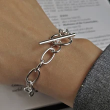 Peri'sbox, застежка, Большие широкие звенья, браслеты, золото, серебро, цвет, толстая цепочка, браслеты для женщин, браслеты из стерлингового серебра 925 пробы