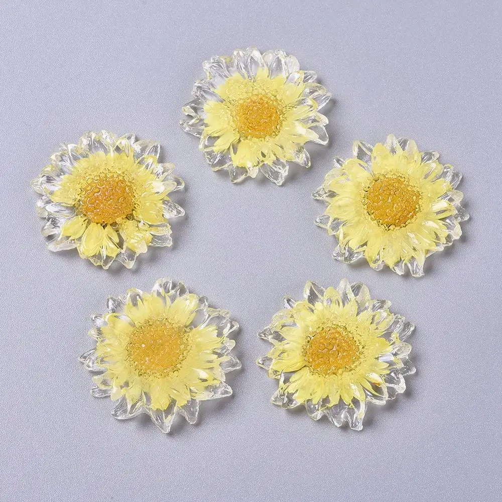 

10pcs Resin Daisy Flower Cabochons Flat Back Slime Charms Beads Ornament Scrapbooking DIY Crafts for Bracelet Earrings Making