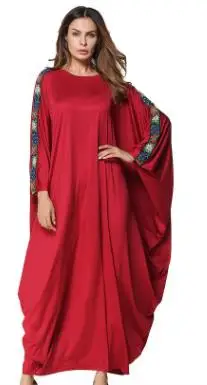 2020 Abayas for Women Muslim Dress Elegant Islamic clothing Jubah Loose Robe Musulmane Drapery Red AE281 | Женская одежда