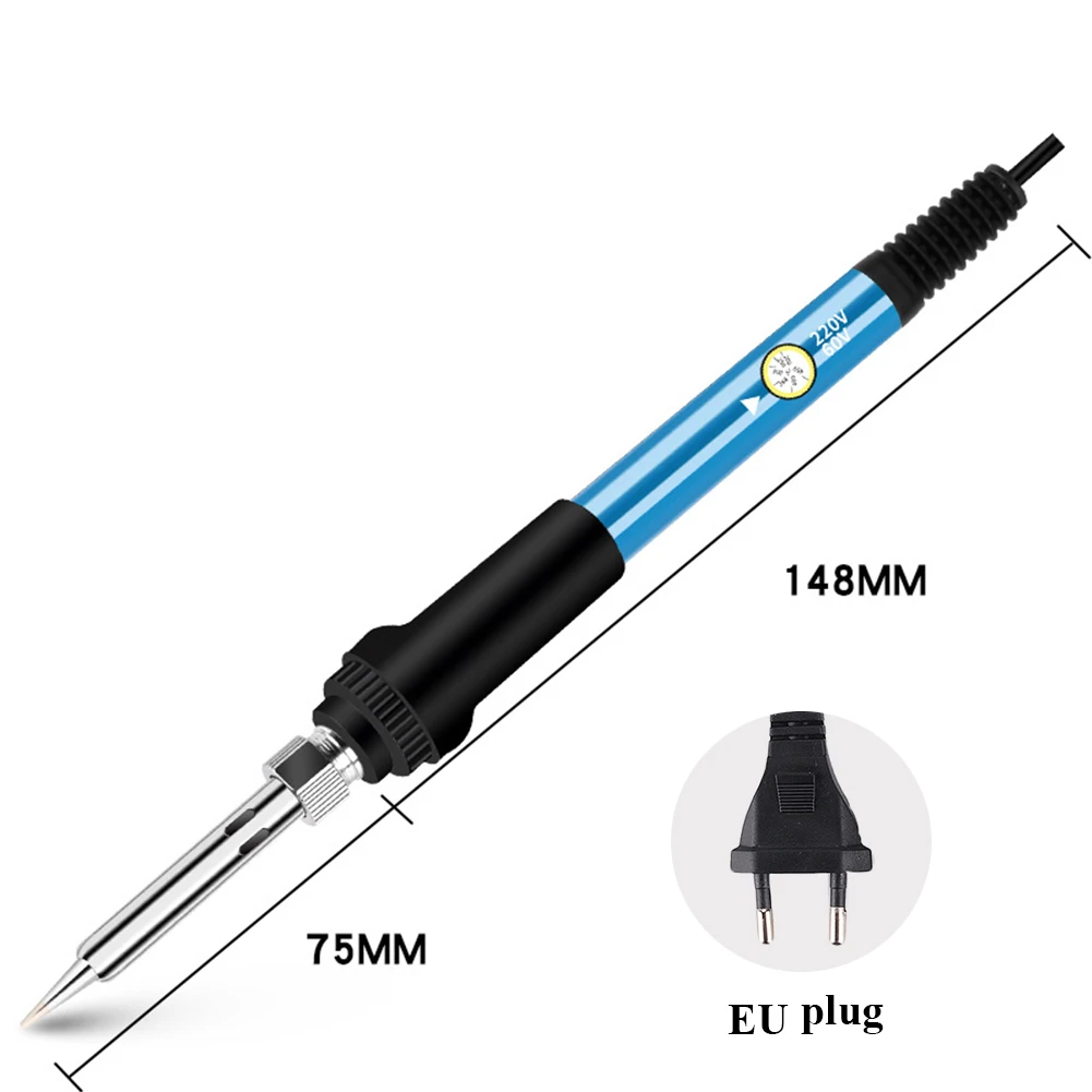 Adjustable Temperature 60W Soldering Iron Internal Heating Type Household Electronic Welding Repair Tool and Tin Wire Bracket soldering irons & stations Welding Equipment