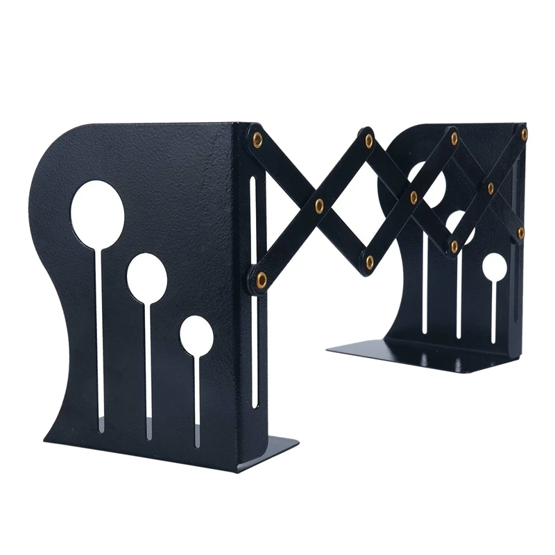 

Bookends Iron Adjustable Books Holder Stand Desk Heavy Duty Non Skid Bookend(Black, Small)