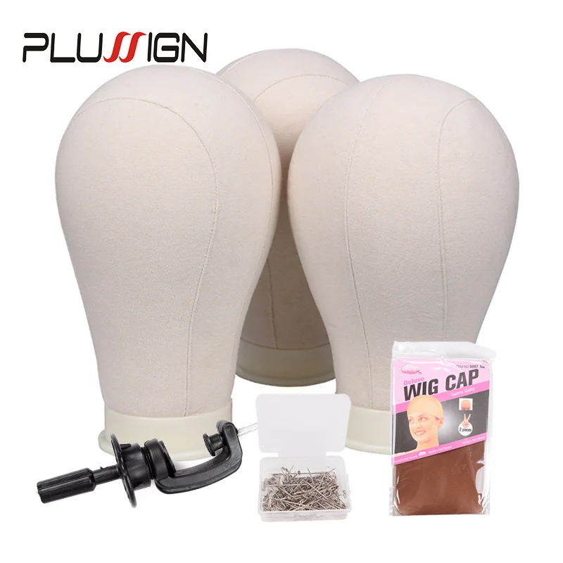 Plussign Canvas Block Head Mannequin Training Head With Clamp Stand And  Blocking Pins Kit For Wig Making Displaying Styling - Wig Stands -  AliExpress