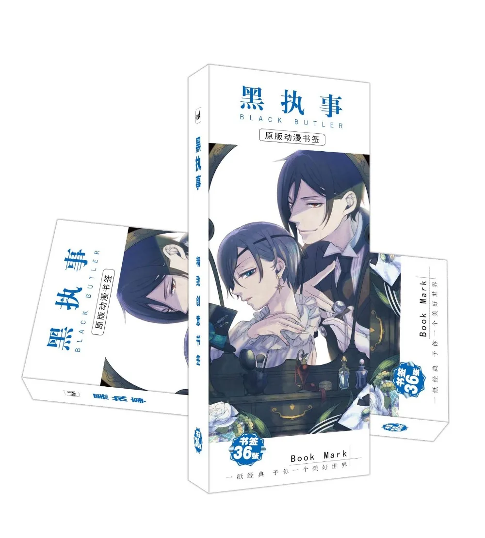 36 шт./компл. Kuroshitsuji Black Butler Аниме Бумага Закладка для книги канцелярские принадлежности закладки книжные держатели карты сообщения подарочные канцелярские товары