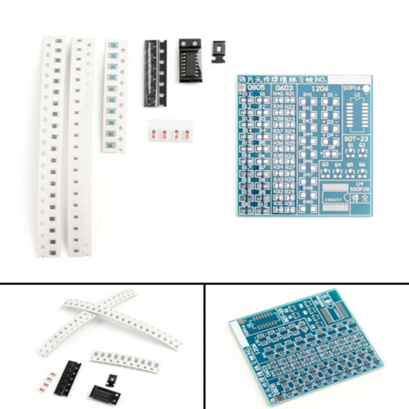 SMT SMD Component Weld Welding Practice Blue PCB Board Soldering DIY Tool Set