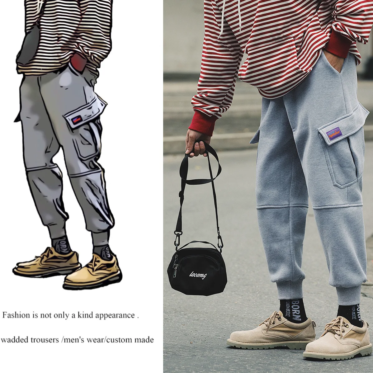

2018 Winter Bib Overall Men's Korean-style Trend Autumn Japanese-style Trousers Casual Pants Harajuku BF Loose-Fit Multi-pockets
