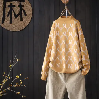 

Tyler Rose 2020 New Women Winter Thicken Warm Sweater High-end Custom Fashion LOVED Letter Stripe Pattern Y/N TRZQ002