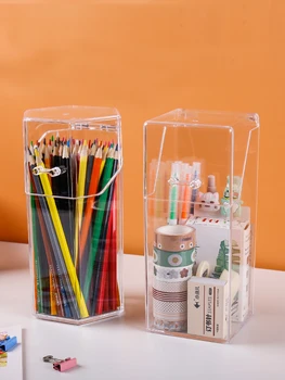 

Makeup Brushes Organizer Storage Box Acrylic Cosmetic Make Up Organizer Clear Makeup Brush Holder Stationery Pen Pencil Holder