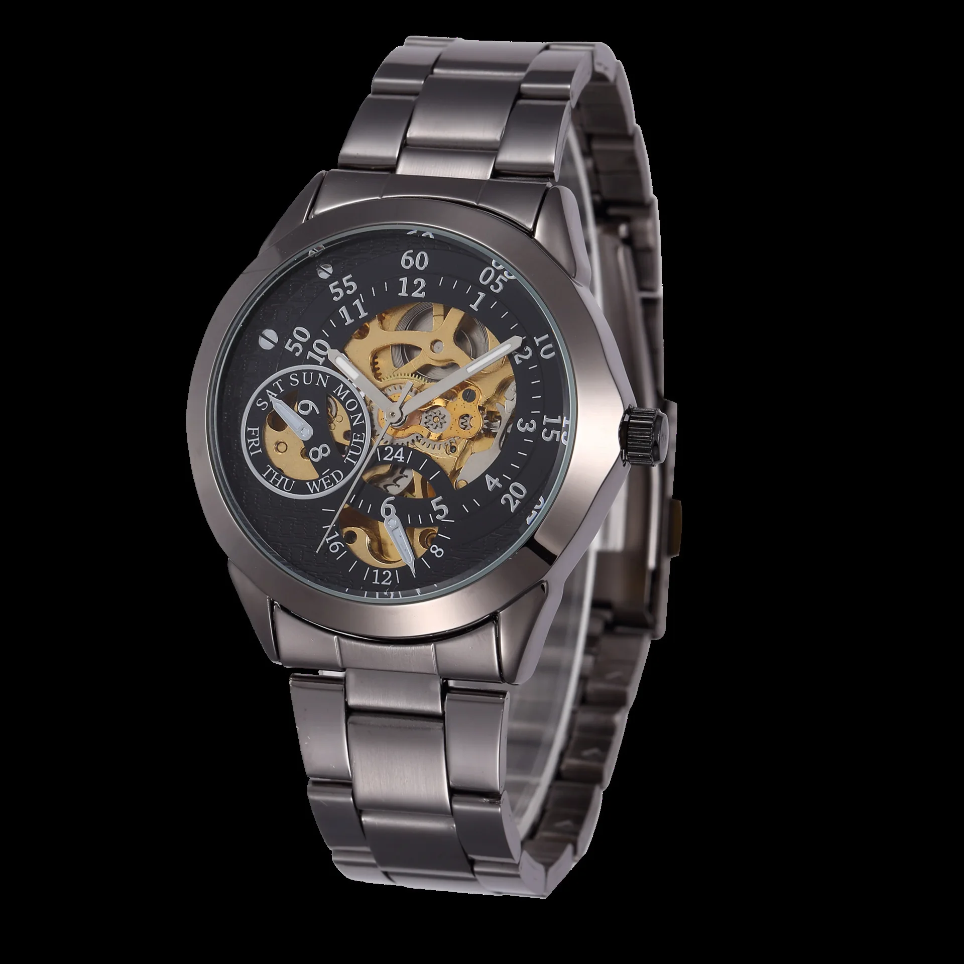 

EBay Hot Sales Shenhua Watch Hollow out Automatic Machine Watch Tungsten Steel Table with Large Dial MEN'S Watch