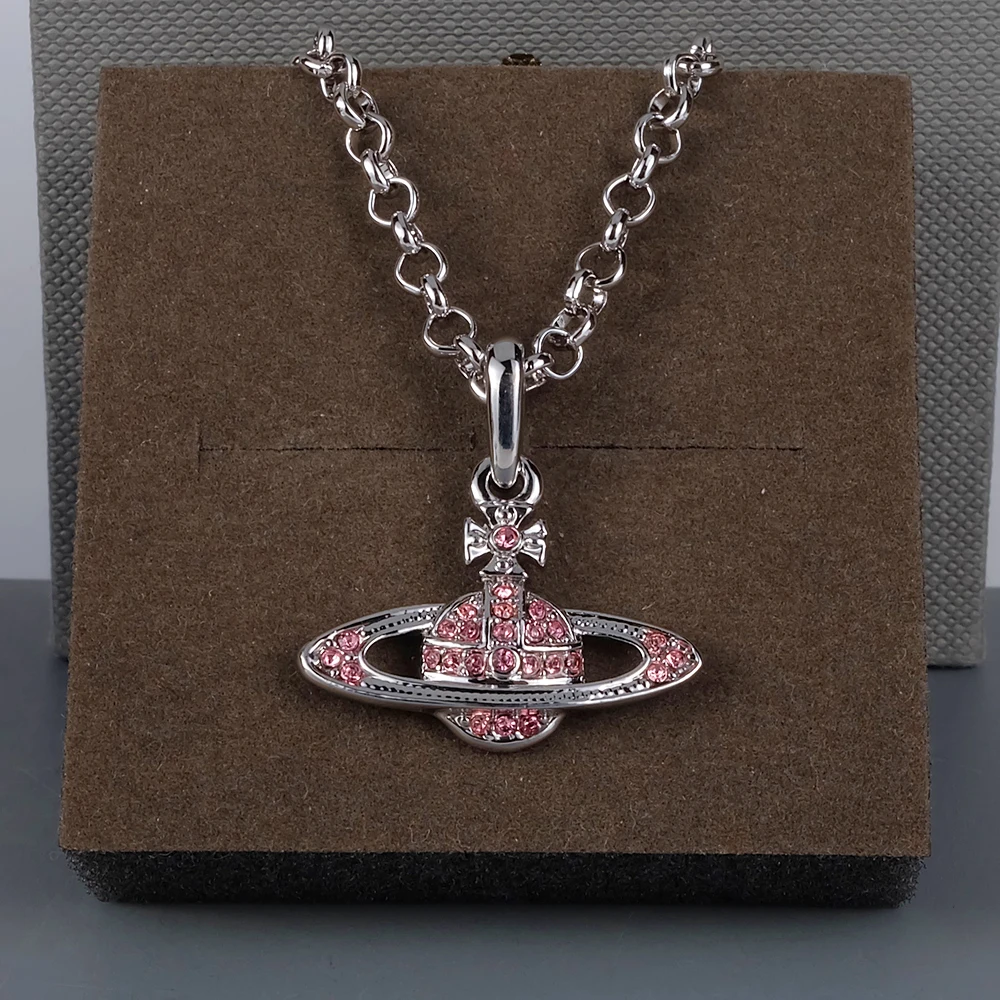XIAOJINGLING Bling Кристалл Стразы Сатурн планета подвеска колье ожерелье 45 см сверкающие ювелирные изделия подарок для женщин девочек
