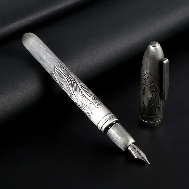 Роскошные гравировка узор перьевая ручка Средний наконечник 0,7 мм ручки для подписи Бизнес офисные школьные письменные принадлежности инструмент